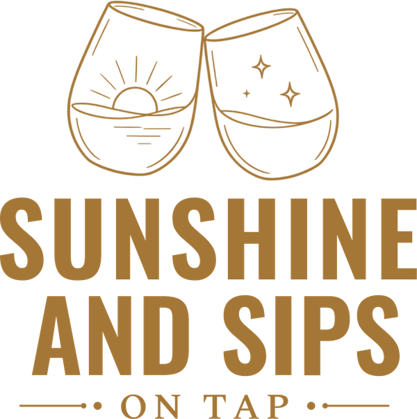Sunshine and Sips on Tap logo in gold